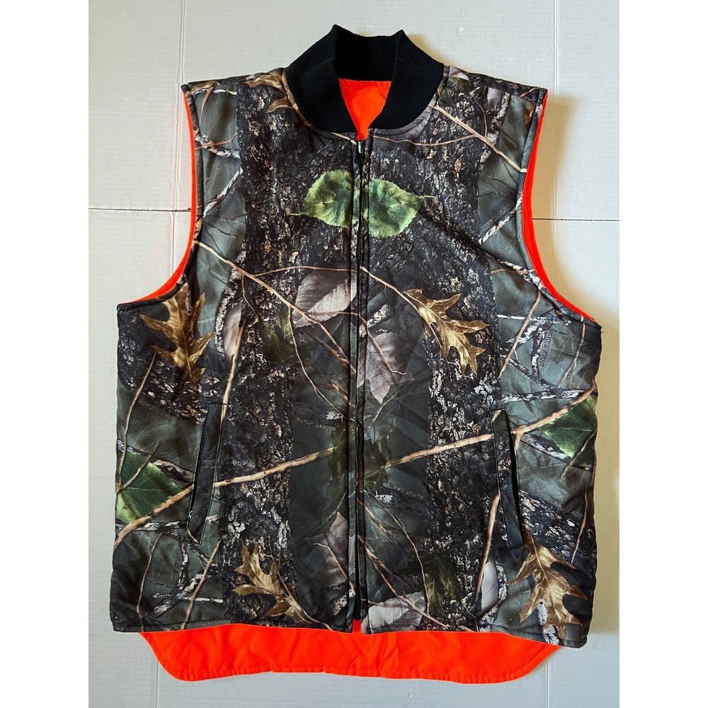 WFS‎ ELEMENT GEAR - Men's Camo Blaze Orange Reversible Hunting Vest - Size Large